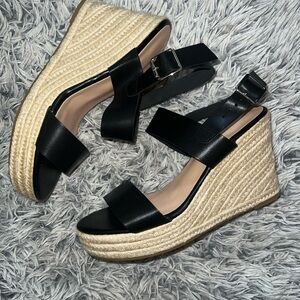 Black Wedge Sandals